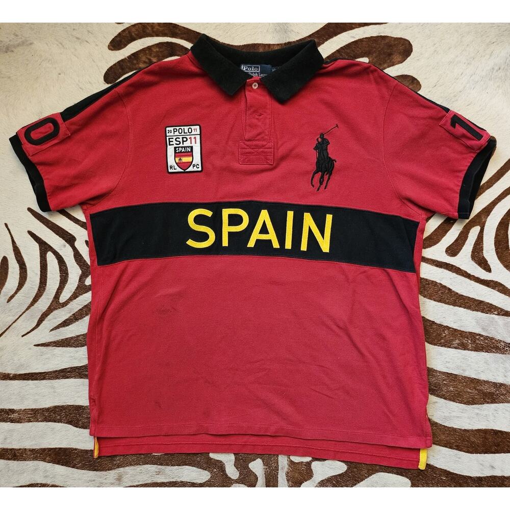 Polo Ralph Lauren SPAIN Big Pony RL Mens Flag T-Shirt Size XXL Rugby
